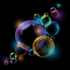 Image showing Black bubble vector background