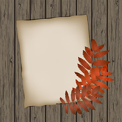 Image showing Paper sheet with autumn leaves
