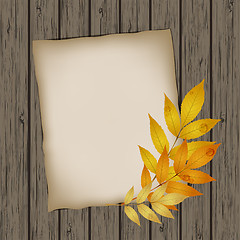 Image showing Paper sheet with autumn leaves