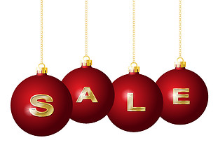 Image showing Red Christmas balls with golden word Sale