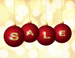 Image showing Red Christmas balls with golden word Sale