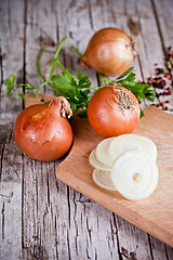 Image showing fresh onions and parsley 