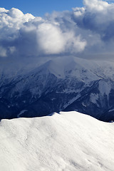 Image showing Top view on off-piste slope