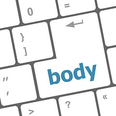 Image showing body word on keyboard key, notebook computer button