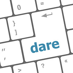 Image showing dare word on keyboard key, notebook computer button