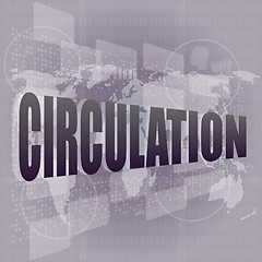 Image showing circulation word on digital touch screen