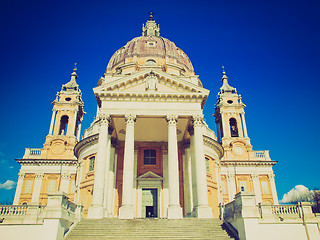 Image showing Retro look Basilica di Superga, Turin