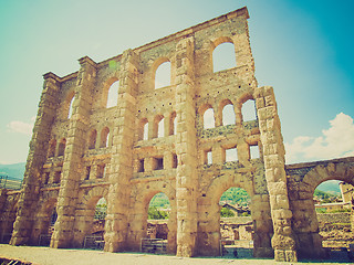 Image showing Retro look Roman Theatre Aosta