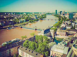 Image showing Retro look Aerial view of Frankfurt