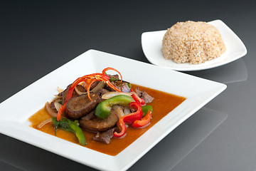 Image showing Spicy Thai Eggplant and Brown Rice