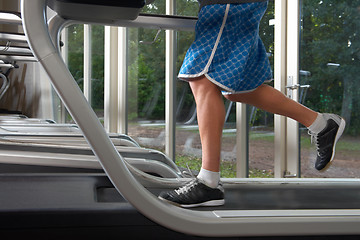 Image showing Low section of man on treadmill