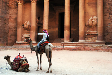 Image showing Camels in front of Al Khazneh, Petra