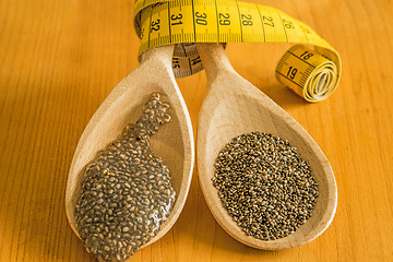 Image showing Chia seeds and seed gelatin for diet