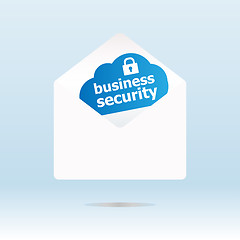 Image showing business security on blue cloud, paper mail envelope