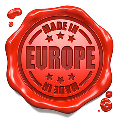 Image showing Made in Europe - Stamp on Red Wax Seal.