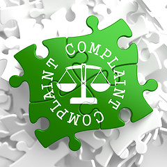 Image showing Complaint Concept on Green Puzzle Pieces.