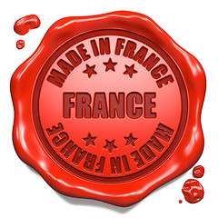 Image showing Made in France - Stamp on Red Wax Seal.