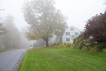 Image showing Misty morning, Autumn foliage