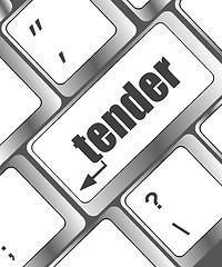 Image showing computer keyboard with tender word on enter button
