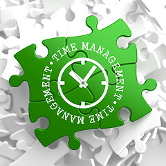 Image showing Time Management Concept on Green Puzzle Pieces.