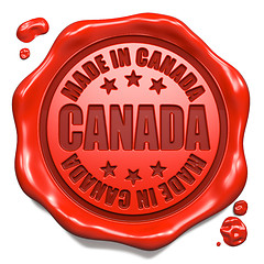 Image showing Made in Canada - Stamp on Red Wax Seal.