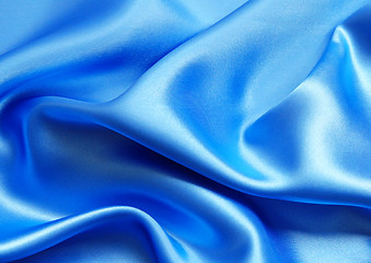 Image showing Smooth elegant blue silk as background