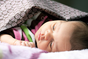 Image showing Newborn Baby Waking Up