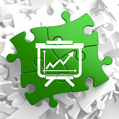 Image showing Flipchart with Growth Chart Icon on Green Puzzle.