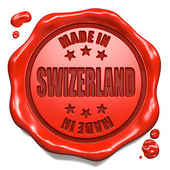 Image showing Made in Swizerland - Stamp on Red Wax Seal.
