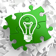 Image showing Light Bulb Icon on Green Puzzle.