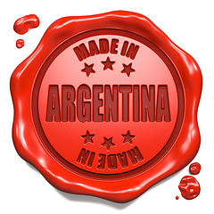 Image showing Made in Argentina - Stamp on Red Wax Seal.
