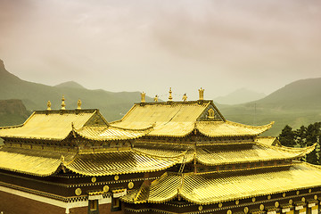 Image showing Golden roof of Langmusi temple , sichuan