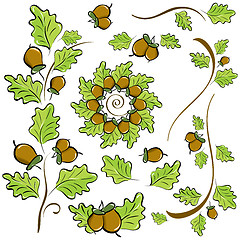 Image showing design elements of oak leaves and acorns