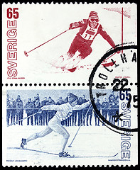 Image showing Two Skiing Stamps