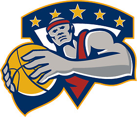 Image showing Basketball Player Holding Ball Star Retro