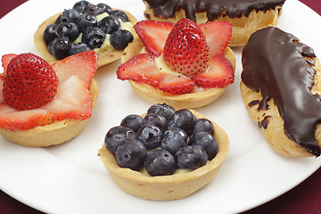 Image showing Blueberry and strawberry tarts