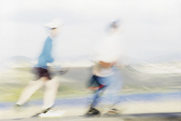 Image showing Roller skating in blur