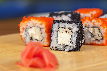 Image showing tobico sushi rolls