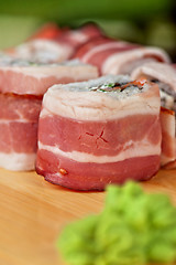 Image showing Sushi roll with bacon