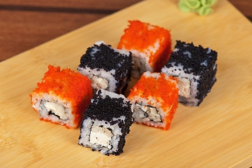 Image showing tobico sushi rolls