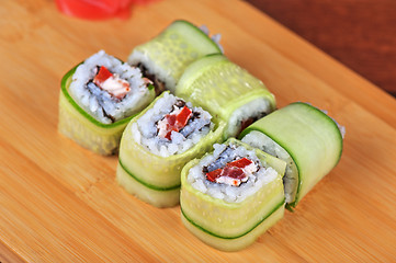 Image showing cucumber sushi rolls