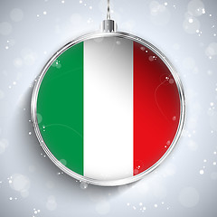 Image showing Merry Christmas Silver Ball with Flag Italy