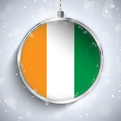 Image showing Merry Christmas Silver Ball with Flag Ireland