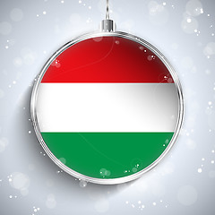 Image showing Merry Christmas Silver Ball with Flag Hungary