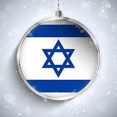 Image showing Merry Christmas Silver Ball with Flag Israel
