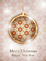 Image showing Merry Christmas Flower Balls with Retro Background