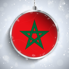 Image showing Merry Christmas Silver Ball with Flag Morocco