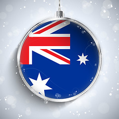 Image showing Merry Christmas Silver Ball with Flag Australia