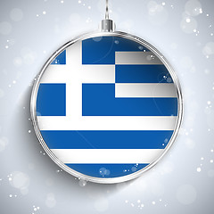 Image showing Merry Christmas Silver Ball with Flag Greece