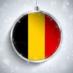 Image showing Merry Christmas Silver Ball with Flag Belgium